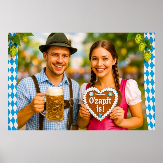 ハッピーカップルオクトーバーフェストお祝い ポスター (正面)