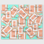 ハッピーカップルカンタロープブルー ラッピングペーパー (フラット)