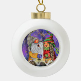 ハッピーカップル格言クリスマスオーナメント セラミックボールオーナメント