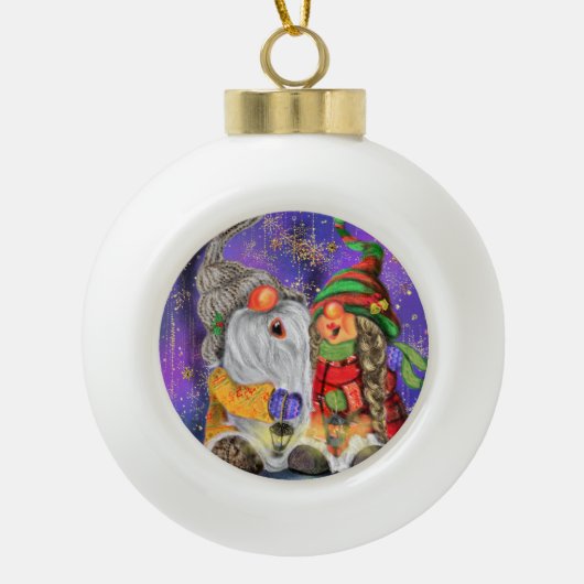 ハッピーカップル格言クリスマスオーナメント セラミックボールオーナメント (正面)