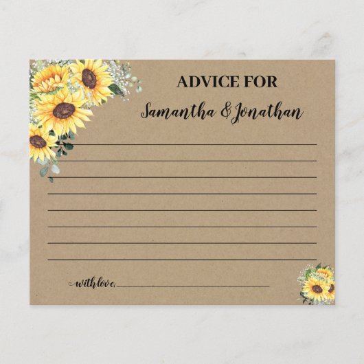 ハッピーカップル用ひまわりアドバイスシャワーカード チラシ (正面)