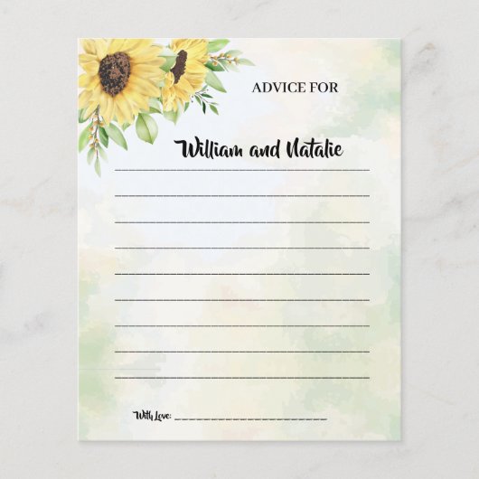 ハッピーカップル用ひまわりアドバイスシャワーカード チラシ (正面)