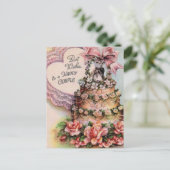 ハッピーカップル結婚のケーキ ポストカード (スタンド正面)