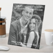 ハッピーカップル結婚ズゲストブックテーブルトップサイン 台座サイン (インサイチュ)