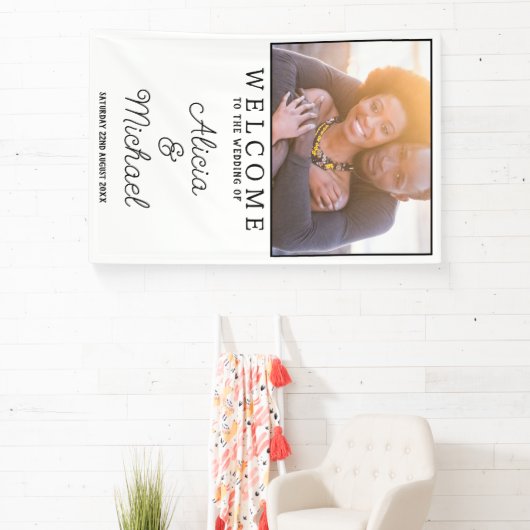 ハッピーカップル結婚写真の歓迎の縦型 横断幕 (インサイチュ)