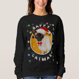 ハッピーカトマスシアムクリスマスズキャットインサンタハット スウェットシャツ