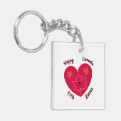 ハッピーカナダディエハート、カエル、メープル離れズ キーホルダー (正面左)