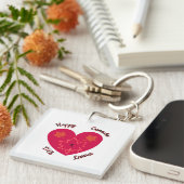 ハッピーカナダディエハート、カエル、メープル離れズ キーホルダー (正面右)