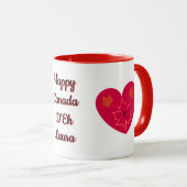 ハッピーカナダディエハート、カエル、メープル離れズ マグカップ (正面右)