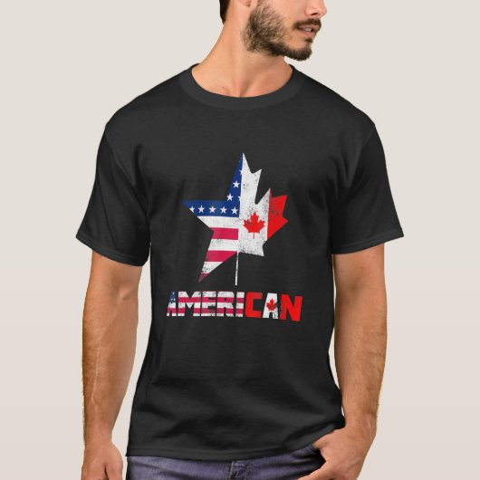 ハッピーカナダデイアメリカン国旗のアメリ缶 Tシャツ (正面)