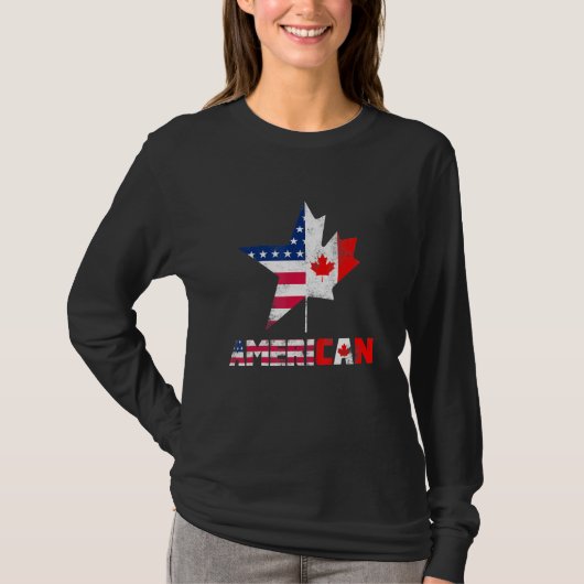 ハッピーカナダデイアメリカン国旗のアメリ缶 Tシャツ (正面)