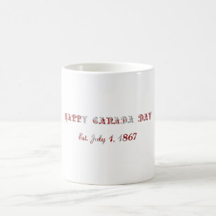 ハッピーカナダデイエスト。1867年7月1日タイポグラフィ コーヒーマグカップ