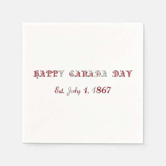 ハッピーカナダデイエスト。1867年7月1日タイポグラフィ スタンダードカクテルナプキン (正面)