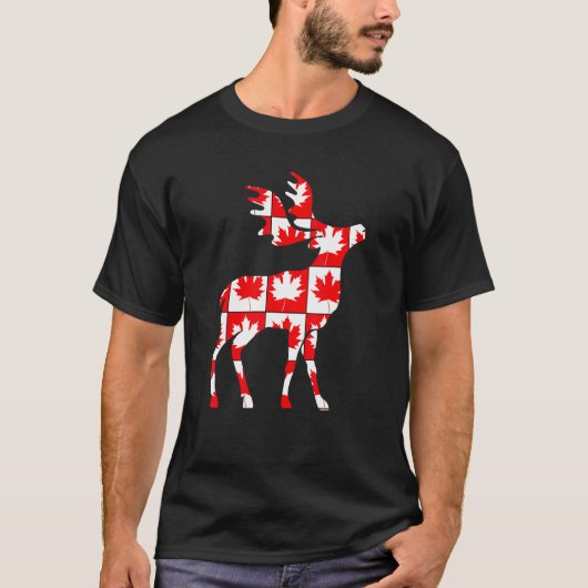 ハッピーカナダデイエルクカナおもしろいダ Tシャツ (正面)