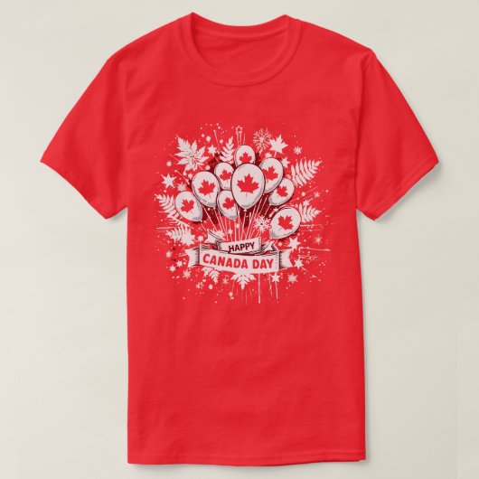 ハッピーカナダデイレトロスタイル Tシャツ (デザイン正面)