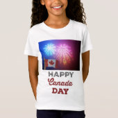 ハッピーカナダデー国旗と花火 Tシャツ (正面)
