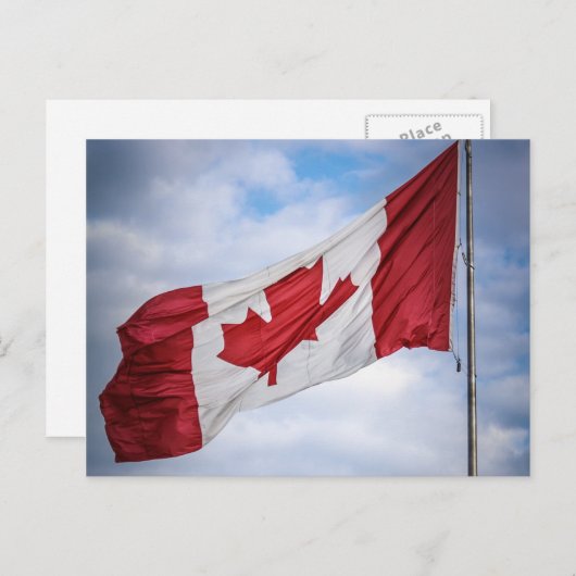 ハッピーカナダデー赤と白カナダ国旗 ポストカード (正面/裏面)