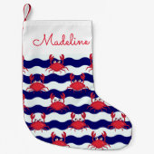 ハッピーカニのパターン|名前の追加 スモールクリスマスストッキング (正面)