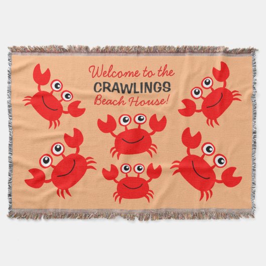 ハッピーカニカスタム文字投げ毛布 スローブランケット (正面)