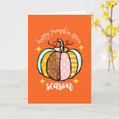 ハッピーカボチャのスパイスシーズンかわいい感謝祭カード カード (黄色い花)
