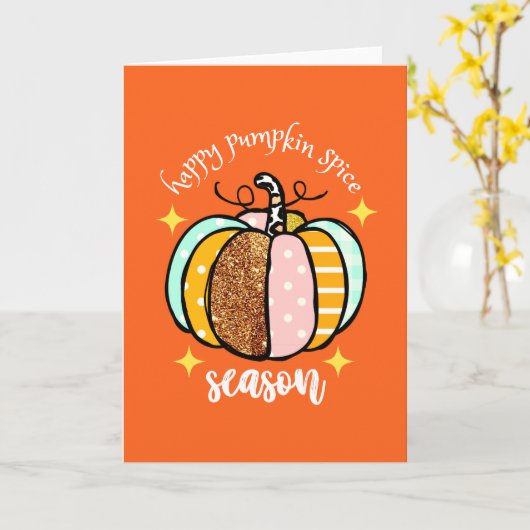 ハッピーカボチャのスパイスシーズンかわいい感謝祭カード カード (黄色い花)