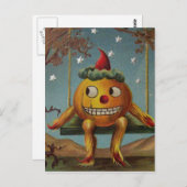 ハッピーカボチャ(ヴィンテージハロウィンカード) ポストカード (正面/裏面)