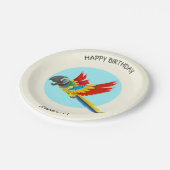 ハッピーカラフルのオウム漫画子供の誕生日名 ペーパープレート (アングル)