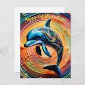 ハッピーカラフルドルフィンバレンタインデー シーズンカード (正面/裏面)