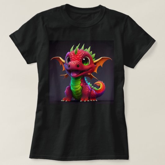 ハッピーカラフルベビードラゴン Tシャツ (デザイン正面)