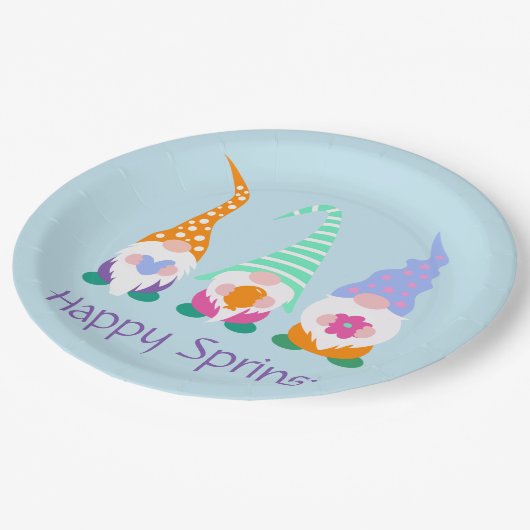 ハッピーカラフル春格言の挨拶 ペーパープレート (アングル)