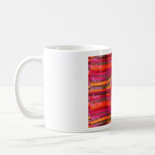 ハッピーカラーズメリークリスマスハッピーニューイヤーデザイン コーヒーマグカップ (左)