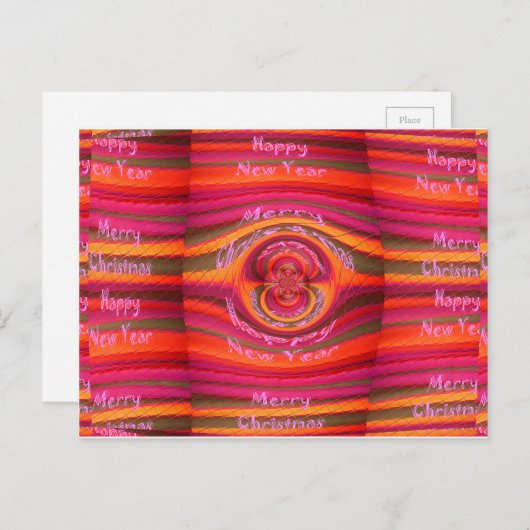 ハッピーカラーズメリークリスマスハッピーニューイヤーデザイン シーズンポストカード (正面/裏面)