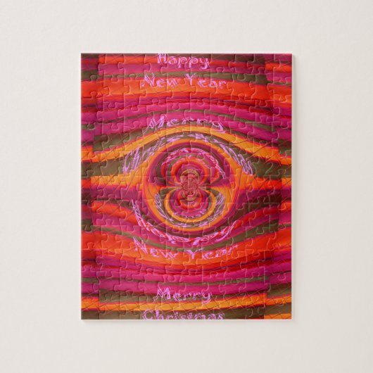 ハッピーカラーズメリークリスマスハッピーニューイヤーデザイン ジグソーパズル (縦)