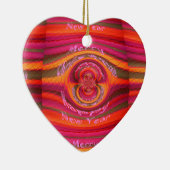 ハッピーカラーズメリークリスマスハッピーニューイヤーデザイン セラミックオーナメント (右)