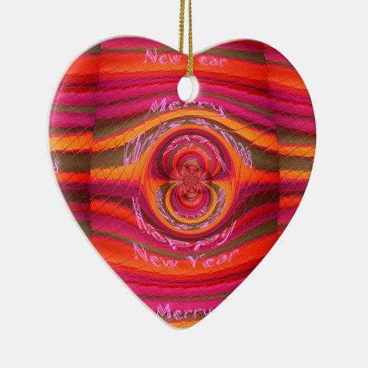 ハッピーカラーズメリークリスマスハッピーニューイヤーデザイン セラミックオーナメント (右)