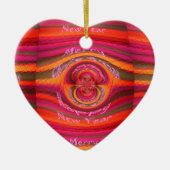 ハッピーカラーズメリークリスマスハッピーニューイヤーデザイン セラミックオーナメント (正面)