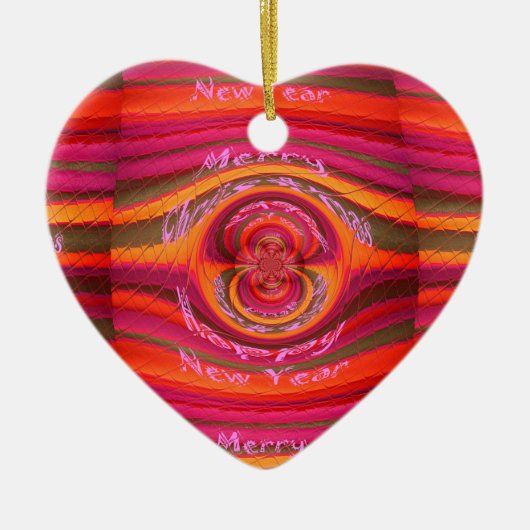 ハッピーカラーズメリークリスマスハッピーニューイヤーデザイン セラミックオーナメント (正面)