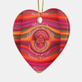 ハッピーカラーズメリークリスマスハッピーニューイヤーデザイン セラミックオーナメント (左)