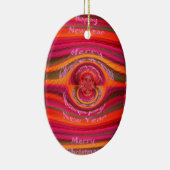 ハッピーカラーズメリークリスマスハッピーニューイヤーデザイン セラミックオーナメント (右)