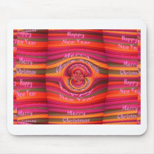 ハッピーカラーズメリークリスマスハッピーニューイヤーデザイン マウスパッド (正面)