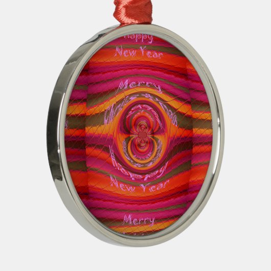 ハッピーカラーズメリークリスマスハッピーニューイヤーデザイン メタルオーナメント (右)