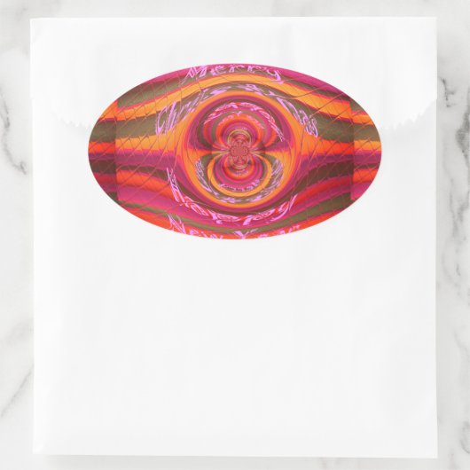 ハッピーカラーズメリークリスマスハッピーニューイヤーデザイン 楕円形シール (バッグ)