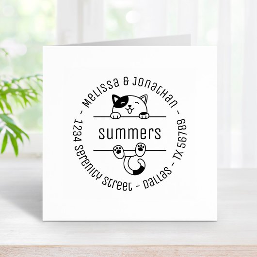 ハッピーカリコキャットカップル家族ラウンドアドレス2 ラバースタンプ