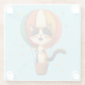 ハッピーカリコキャットスカイアドベンチャーイラストレーション ガラスコースター (裏面)