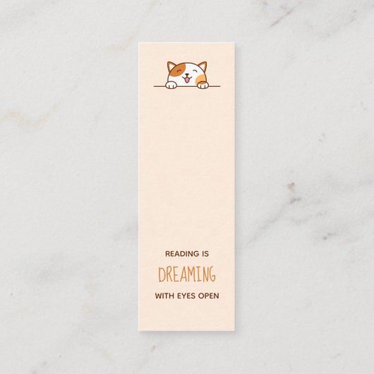 ハッピーカリコキャットピーキングオーバーブックマーク引用文 スキニー名刺 (裏面)