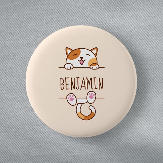 ハッピーカリコキャットピーキング名前をカスタムする 缶バッジ