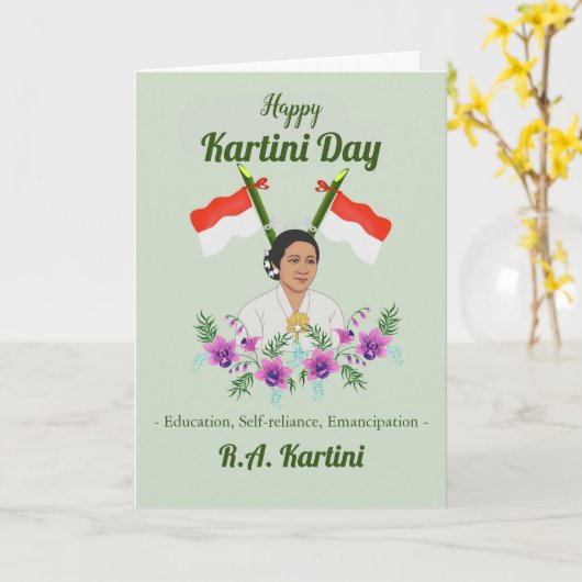 ハッピーカルティニデイウィメンズインドネシアンヒーロー カード (黄色い花)