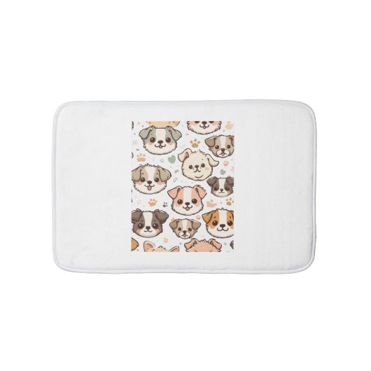 ハッピーカワイイ子犬の柄 バスマット (正面)