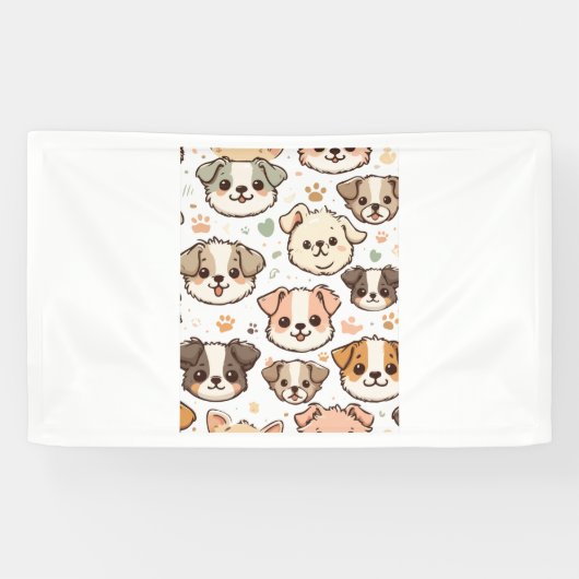 ハッピーカワイイ子犬の柄 横断幕 (横)