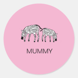 ハッピーカワイイKenya Zebras Mummy ラウンドシール